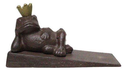 Rustic Vintage Cast Iron Frog King With Crown Decorative Door Wedge Stopper