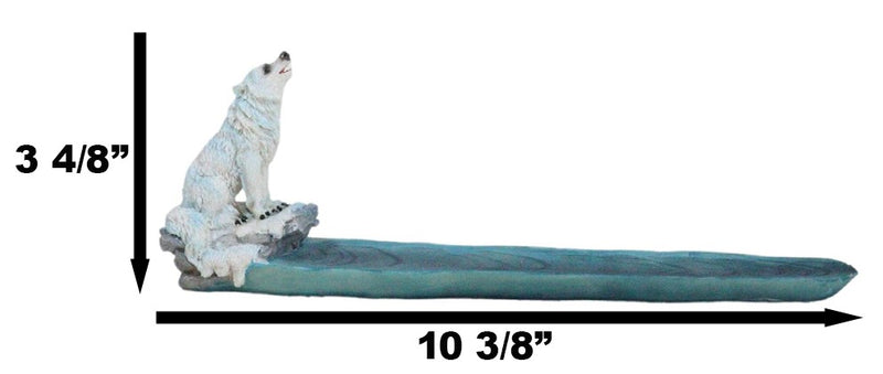 Mystic Alpha Snow Arctic White Wolf Ghost Howling Incense Burner Holder Figurine