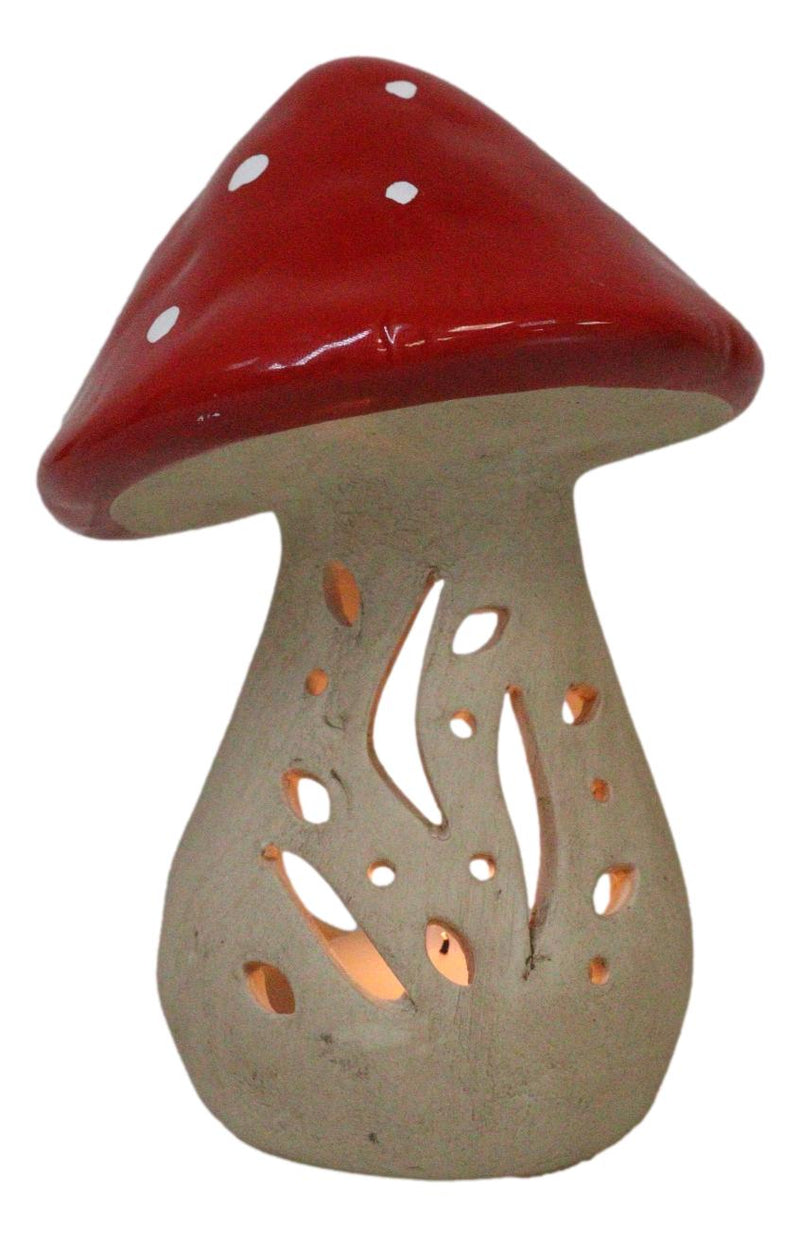 Whimsical Cottage Magic Red Toadstool Mushroom Ceramic Votive Candle Holder