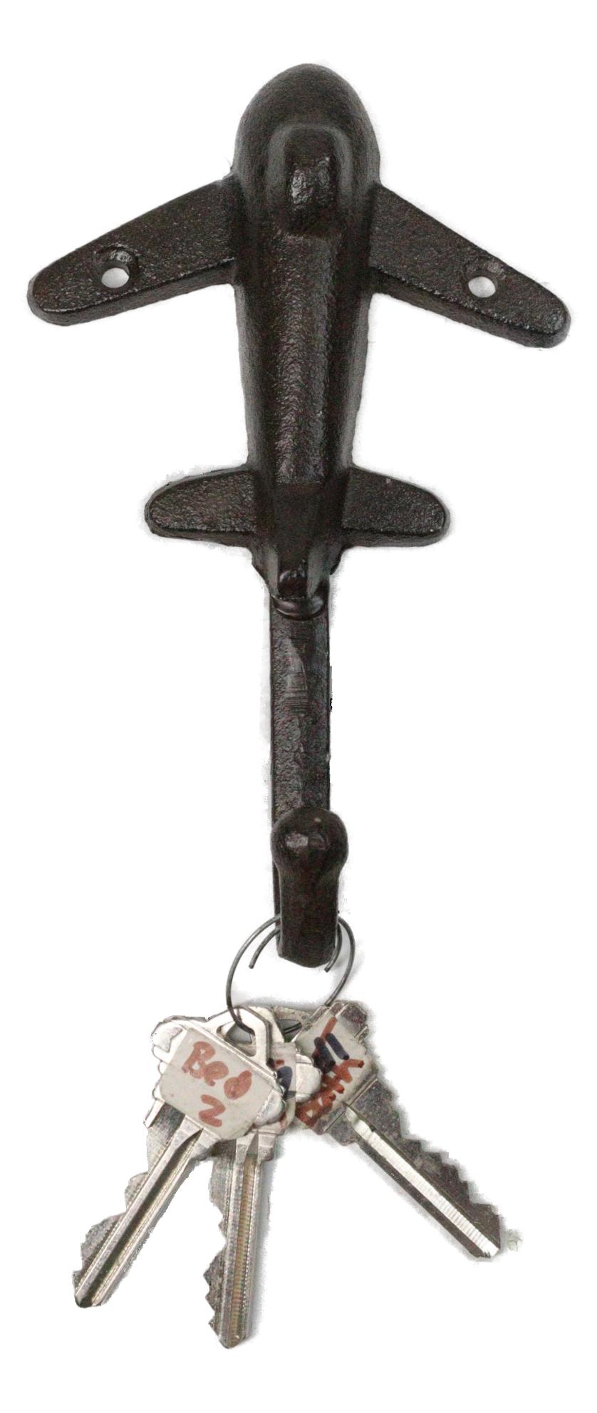 Pack of 2 Cast Iron Aeronautical Pilot Airplane Plane Air Craft Wall Hooks 6"H - Ebros Gift