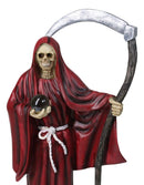 Red Robe Santa Muerte With Scythe Patroness Of Love And Romance Figurine 12"H