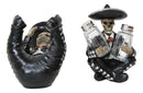 Day Of The Dead Skeleton Mariachi Band Wine And Salt Pepper Shakers Holder Set