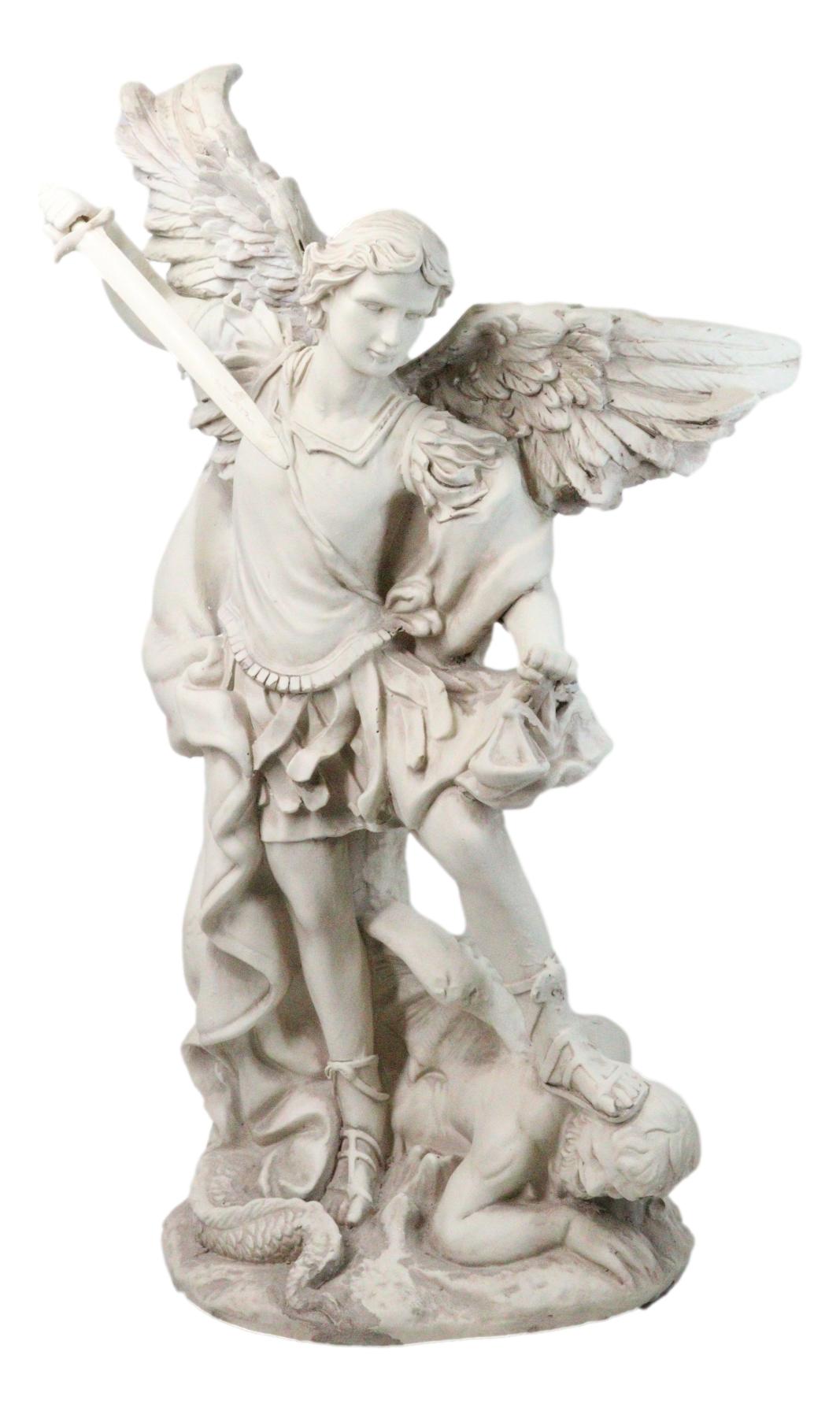 Catholic Church Archangel Saint Michael With Sword Large Outdoor Statue 24"H - Ebros Gift