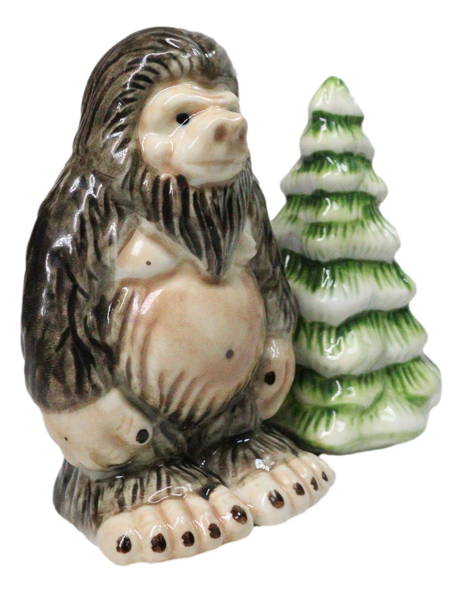 Ceramic Bigfoot Cryptid Ape By Pine Tree Salt And Pepper Shakers Figurine Set