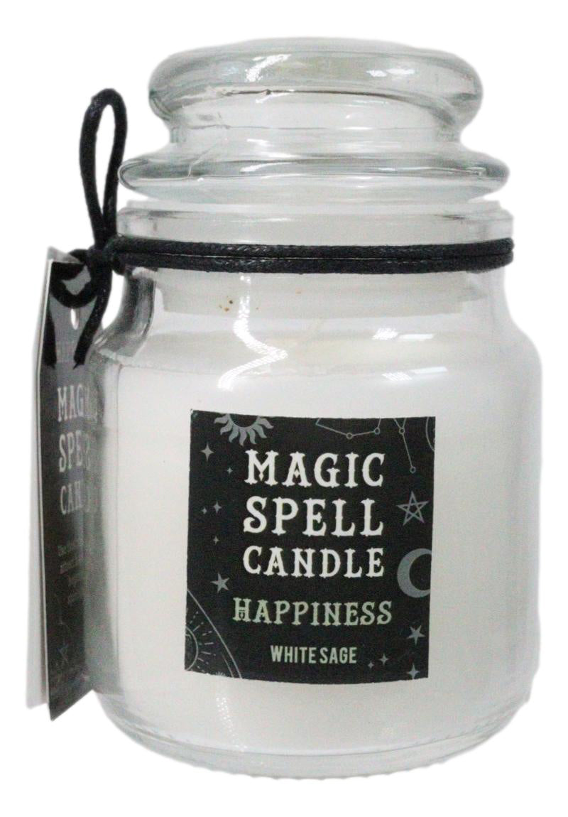 Set of 3 Wicca Halloween Ritual White Sage Happiness Spell Candle in Glass Jar