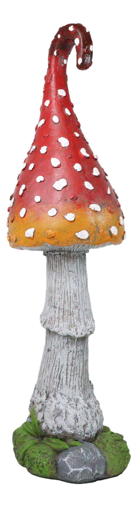 Large Fairy Garden Red White Spotted Crooked Toadstool Mushroom Figurine 23"H