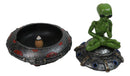 Green Roswell Alien On Spaceship Saucer Incense Burner Decorative Box Figurine