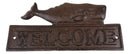 Cast Iron Nautical Ocean Sperm Whale Welcome Sign Decorative Wall Door Plaque