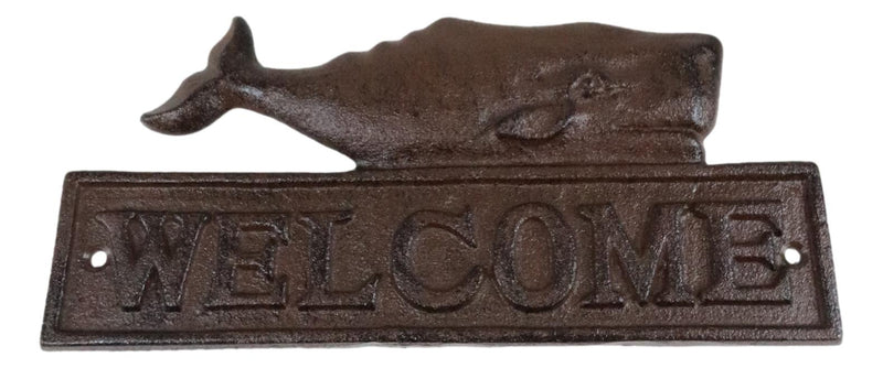 Cast Iron Nautical Ocean Sperm Whale Welcome Sign Decorative Wall Door Plaque