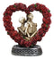 Love Never Dies Roses On Heart Wreath Kissing Skeleton Couple Bronzed Figurine