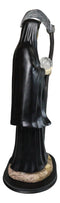 Large 2 Feet Tall Holy Death Santa Muerte Holding Scythe In Black Robe Statue