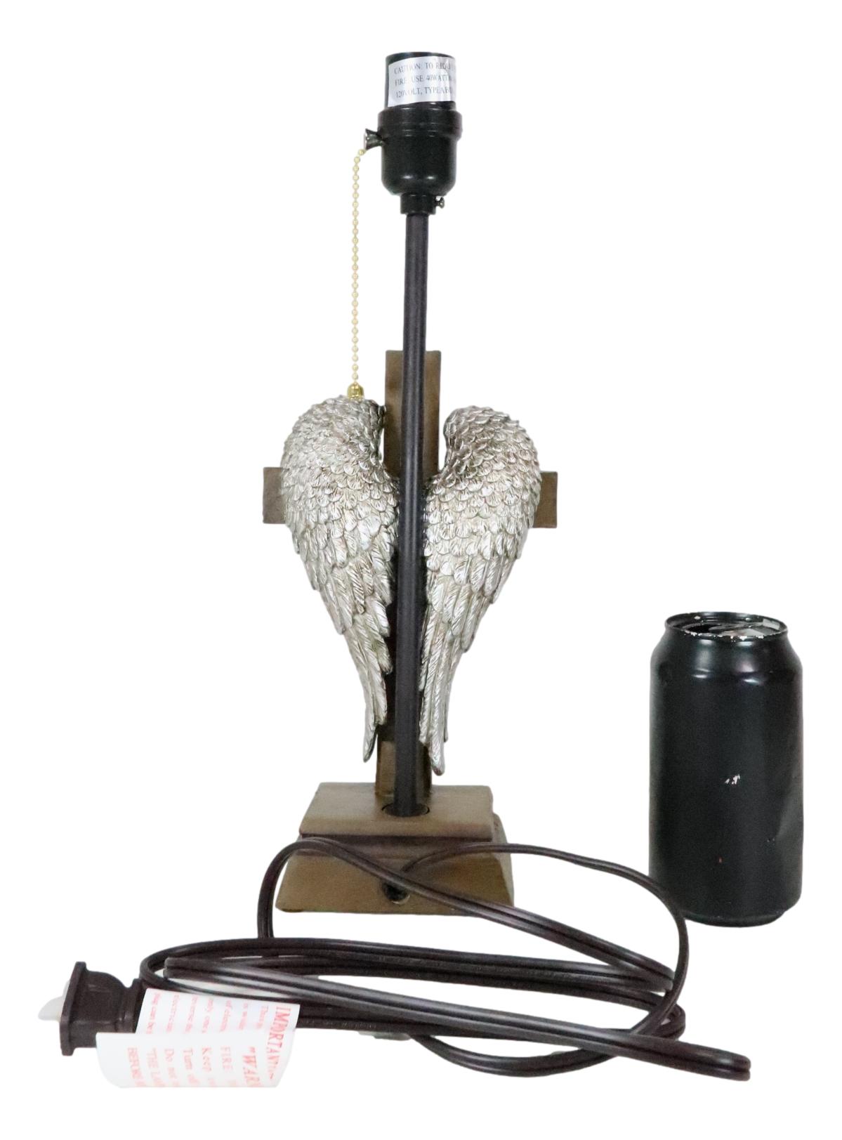 Country Western Texas Lone Star State Flag With Silver Angel Wings Table Lamp