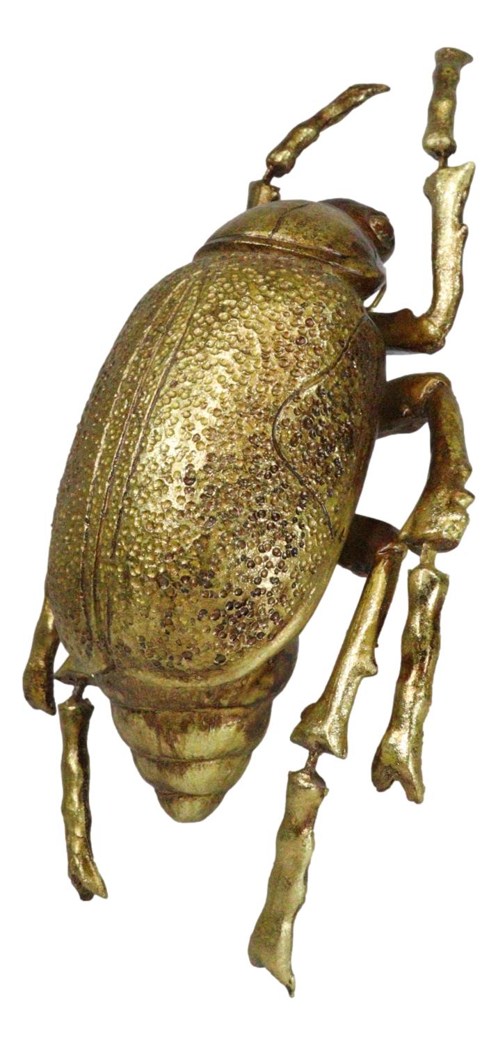 Modern Chic Gold Leaf Carpet Beetle Resin Wall Sculpture Or Table Decor