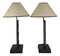 Set of 2 Rustic Western Triple Lone Stars Wood And Metal Bedside Table Lamps