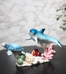 Ocean Dolphin Sea Turtle Clownfish Swimming By Coral Reef Sea Anemone Figurine