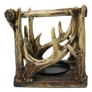 Wildlife Rustic Buck Elk Deer Stag Antlers Crown Pillar Candle Holder Figurine
