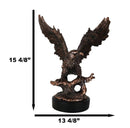 Majestic Bald Eagle With Open Wings Perching On Tree Branch Statue With Base