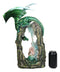 Large Elf Fairy With Green Emerald Dragon by Ice Crystals Stone Arch Statue
