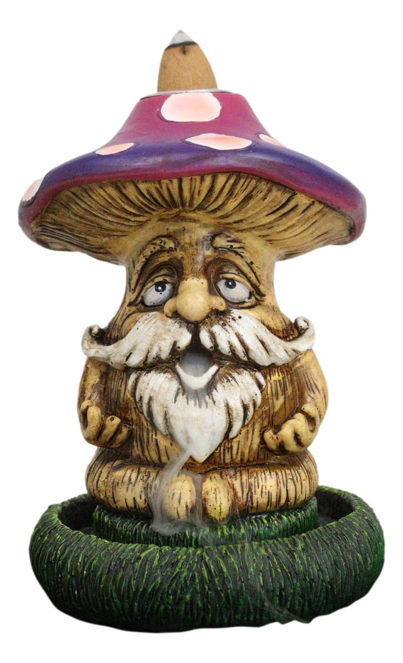 Whimsical Purple Toadstool Mushroom Greenman On Greens Backflow Incense Burner