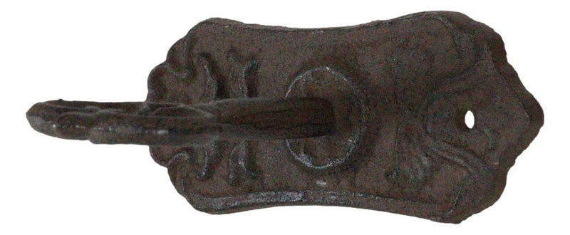 Pack Of 4 Cast Iron Rustic Distressed Fleur De Lis French Scroll Key Wall Hooks