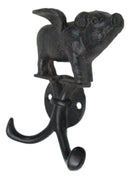 Rustic Cast Iron Black Country Farmhouse Flying Angel Porky Pig Double Wal Hooks