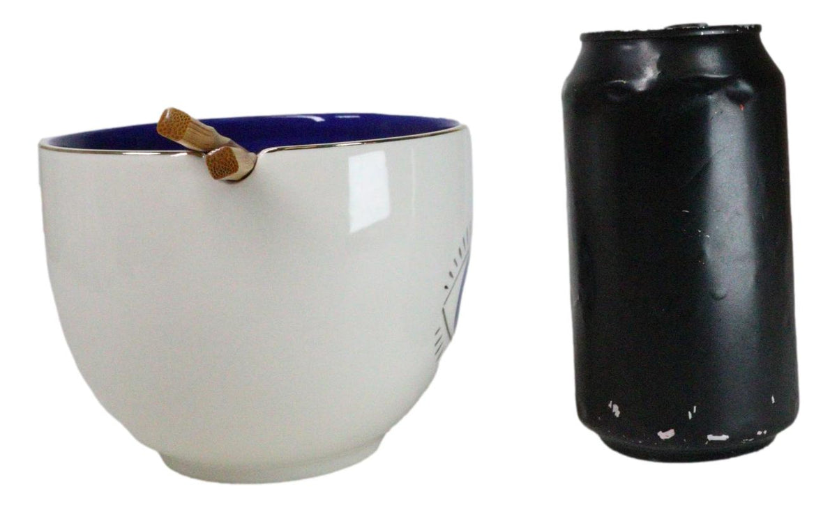 White And Gold Wicca Mystic Evil Eye Of Providence Soup Bowl With Chopsticks