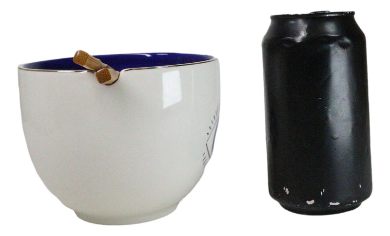 White And Gold Wicca Mystic Evil Eye Of Providence Soup Bowl With Chopsticks