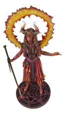 Fire Elemental Horned Sorceress Demoniac With Staff Pentagram Hellfire Figurine