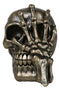 Day of The Dead Faux Bronze Hand Over Face Gesture Skull Figurine Macabre Humor