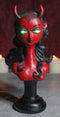 Horned Lilith Hell Demon Devil Queen Bust Figurine With Green LED Light Up Eyes