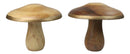 Pack Of 2 Rustic Handcrafted Hardwood Acacia Mushrooms With Golden Edge Decors