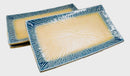 Pack Of 3 Ao Nagashi River Porcelain Long Rectangular Serving Platter 15"X8.5"