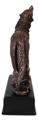 Mystical Full Moon Howling Alpha Gray Wolf Statue In Bronze Electroplated Finish