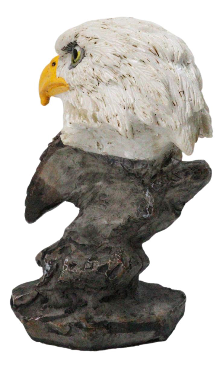American Patriotism Majestic Royal Bald Eagle Head Bust On Rocks Figurine 4.5"H