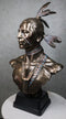 Large Tribal Native American Indian Warrior With Eagle Feather Bust Statue Decor