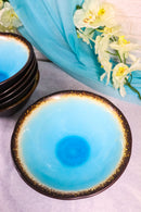 Pack Of 6 Crackle Blue Sky Aozora Kannyu Ceramic Large Pho Ramen Soup Bowls 47oz