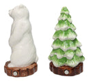 Arctic Wild Snow Polar Bear And Pine Tree Ceramic Salt And Pepper Shakers Set