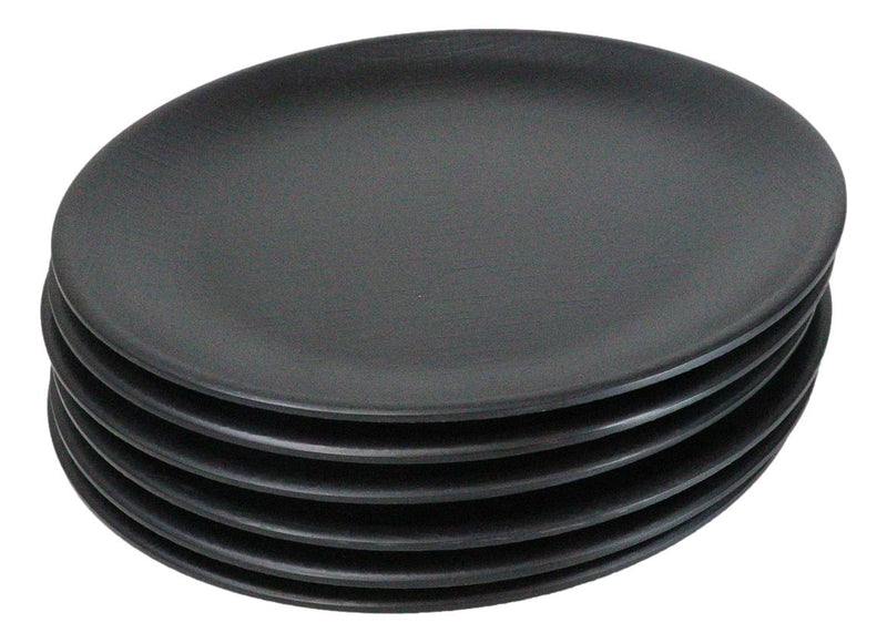Pack Of 6 Black Silk Melamine Round Dinner Plates 10"D Restaurant Supply