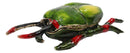 Green Stag Beetle Bug Enameled Pewter Austrian Crystals Trinket Jewelry Box