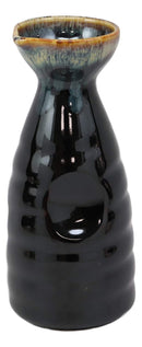 Glazed Ceramic Brown Waterfall Japanese Wine Sake Tokkuri Flask Pack of 6 Flasks