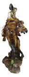 Rustic Western Cowboy With Hat And Rope On Rearing Bronco Horse Rodeo Figurine