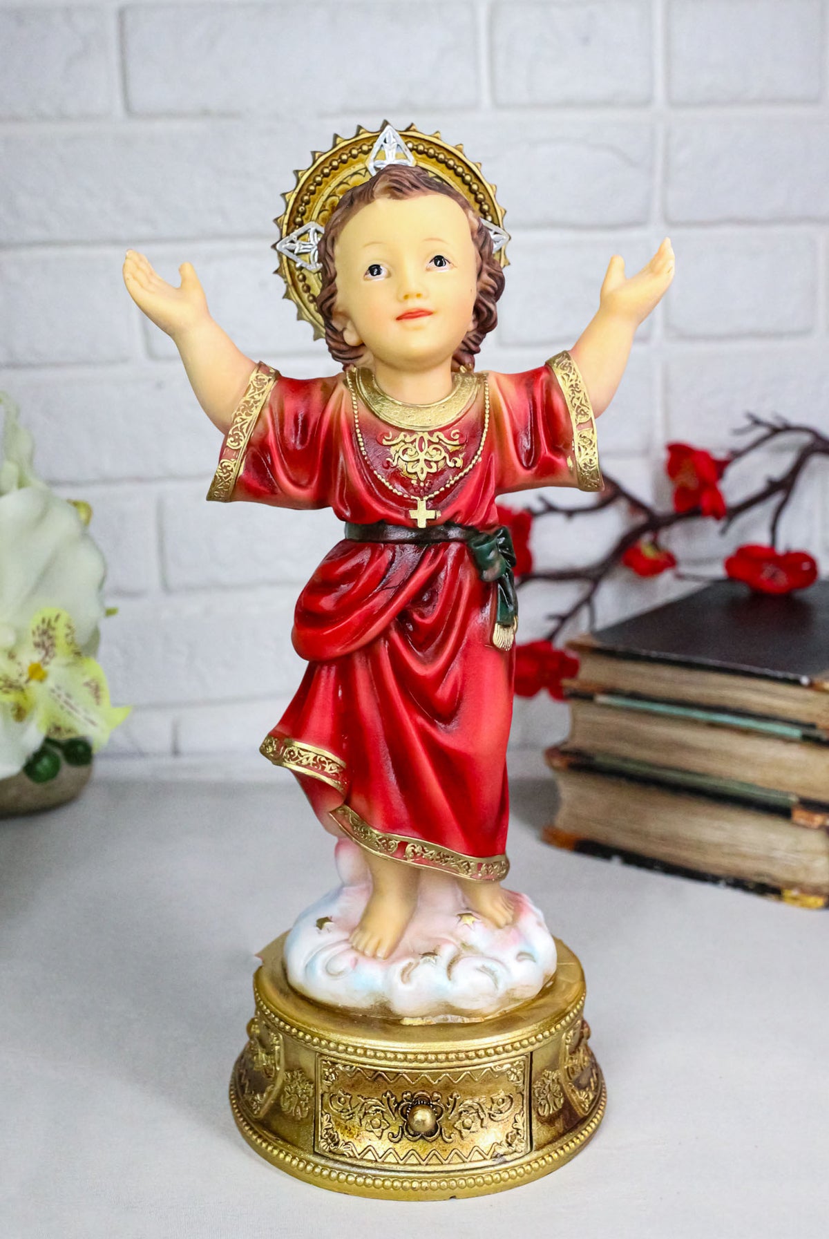 Catholic Santo Nino Divine Child Jesus Christ with Rosary Drawer Box Figurine - Ebros Gift