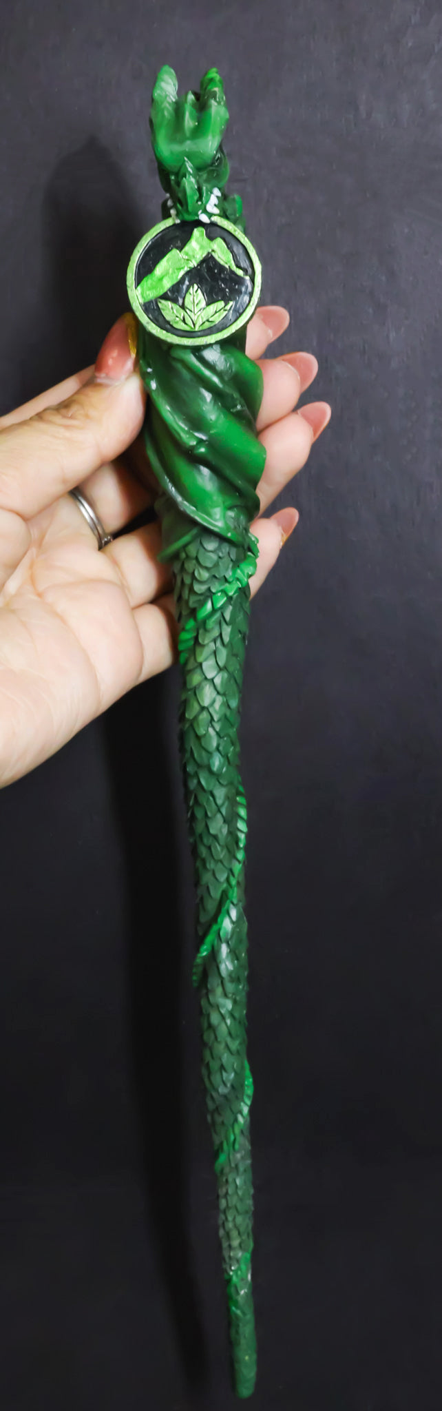 Green Earth Gaia Soul Drake Elemental Dragon Fantasy Cosplay Magic Wand 14" L