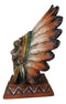 Native American Indian Great Horned Owl Chief With Roach Headdress Figurine