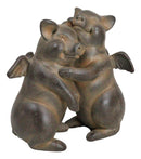 Rustic Country Hog Heavens Whimsical Angel Winged Pig Couple Dancing Figurine
