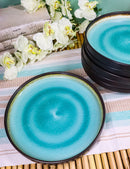 Pack Of 6 Green Midori Kannyu Large Round Dinner Plates With Lip Edge 10" D