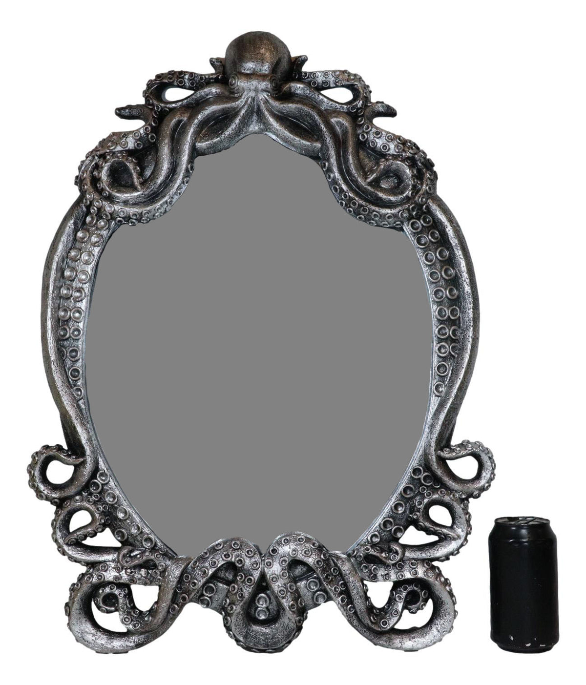 25"H Large Vintage Silver Marine Sea Monster Kraken Cthulhu Octopus Wall Mirror