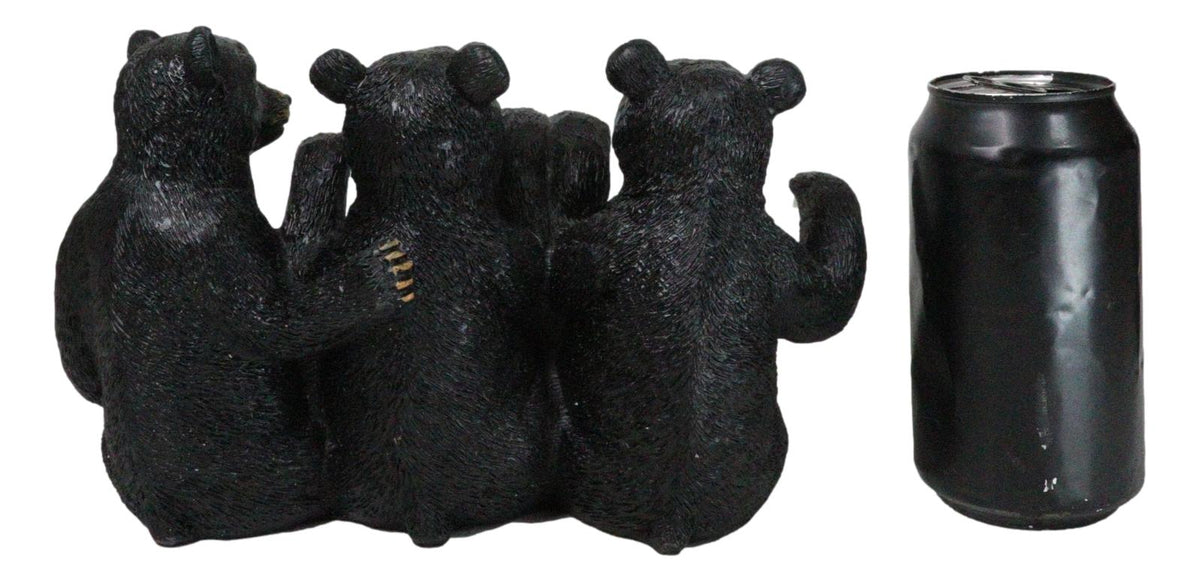 Rustic Western Forest Animal Whimsical 3 Black Bears Wine Bottle Holder Decor
