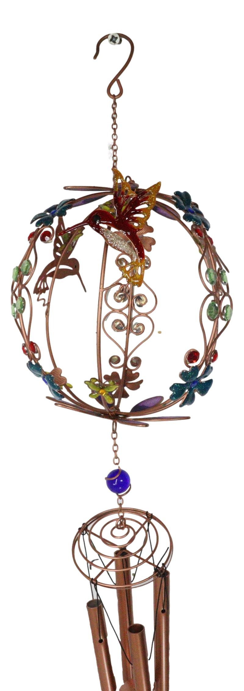 Whimsical Hummingbirds by Enchanted Globe Floral Garden Copper Wind Chime