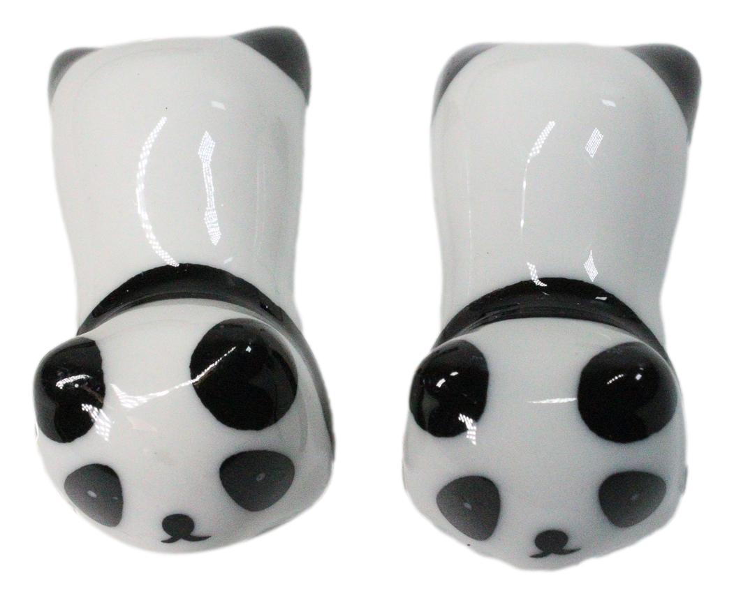 White And Black Giant Panda Bears Set of 2 Chopsticks And Ceramic Rests Set